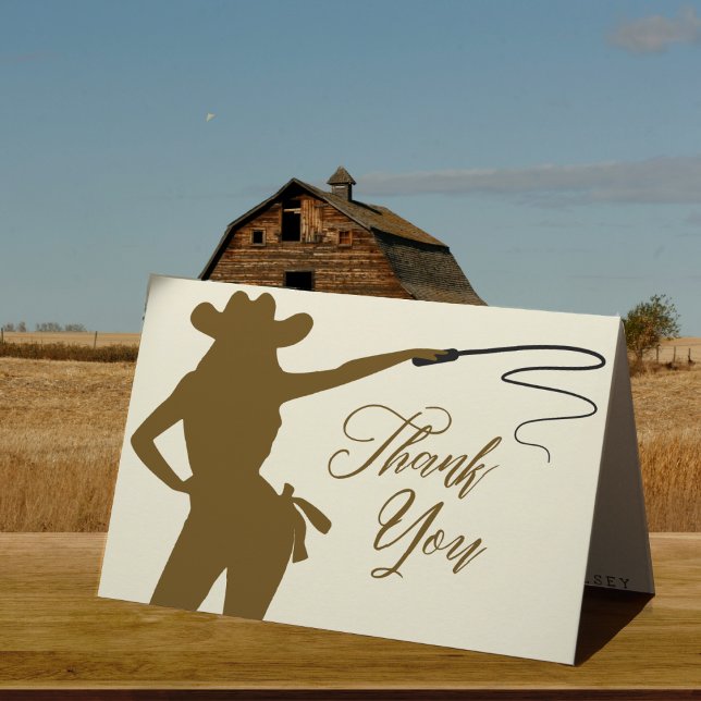 Cowgirl Pisk Bröllopsdusch Tack Kort (Cowgirl Whip Bridal Shower Thank You Card
)