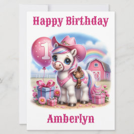 Cowgirl Pony 1-Year-Old Birthday Card