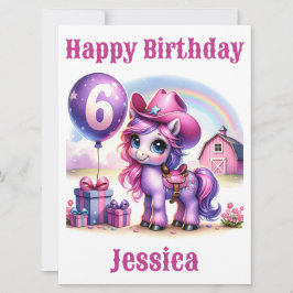 Cowgirl Pony 6-Year-Old Birthday Card