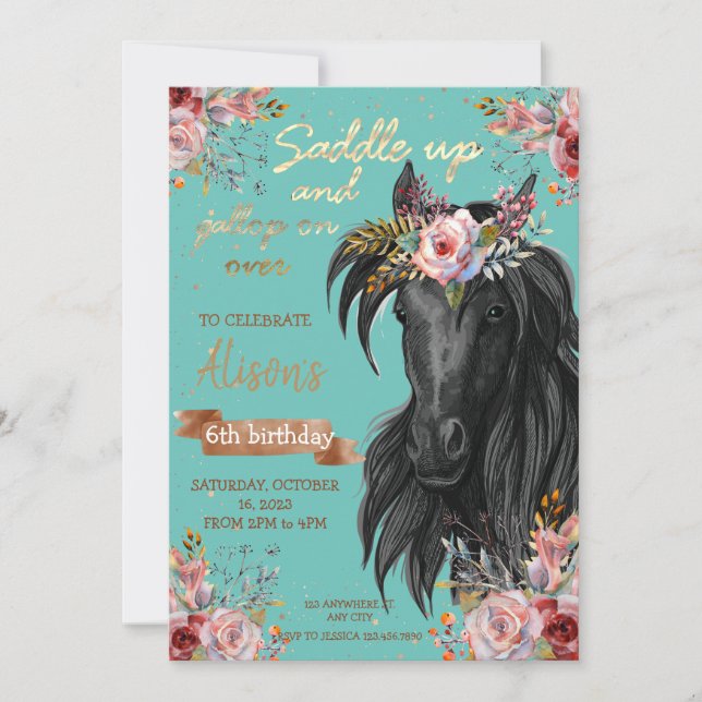 Cowgirl Pony Inbjudningar (Framsida)