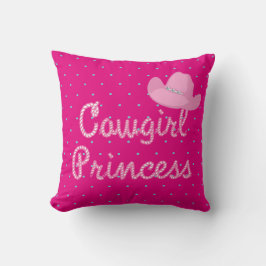 Cowgirl Princess Rope Text med Rosa Cowgirl Hat Kudde