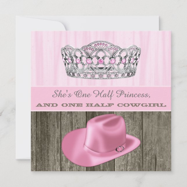 Cowgirl Prinsessa Baby Shower Inbjudningar (Framsida)