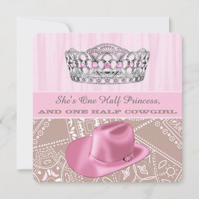 Cowgirl Prinsessa Födelsedagsfest Inbjudningar (Framsida)
