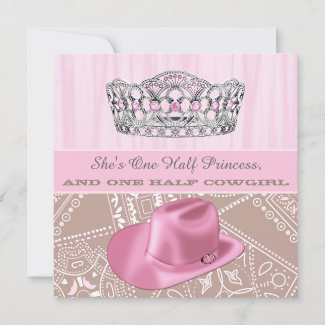 Cowgirl Prinsessa Födelsedagsfest Inbjudningar (Framsida)