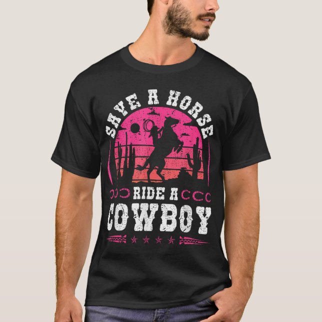 Cowgirl Rädda en häst Ride T Shirt (Framsida)