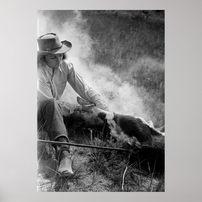 Cowgirl Rassling a Calf, 1930s Poster (Framsidan)