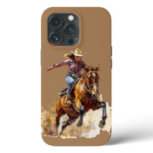 Cowgirl redo för rodeo-telefonfodralet.
