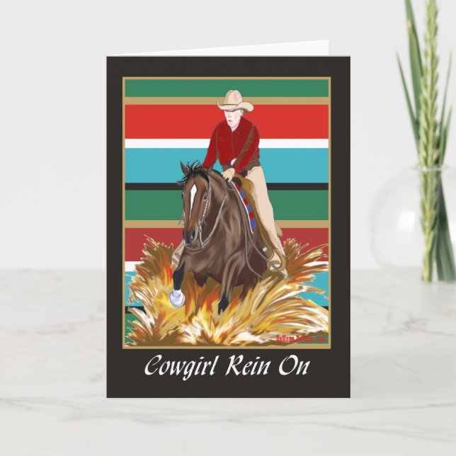 Cowgirl Rein Blank Card Helgkort (Framsida)