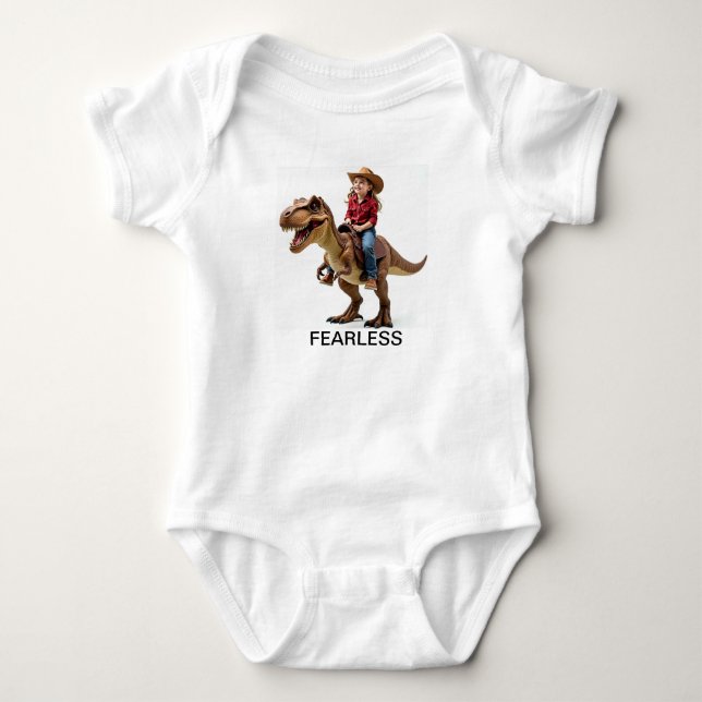 Cowgirl ridande en T-Rex Fearless T Shirt (Framsida)