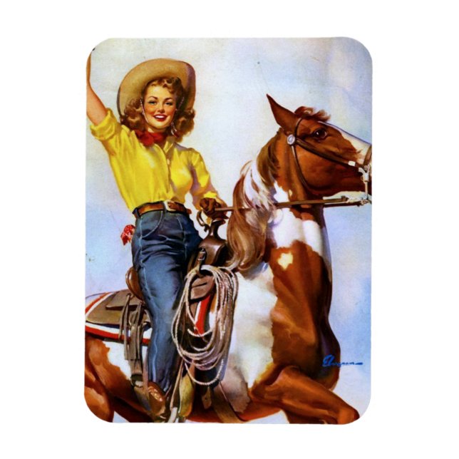 Cowgirl Rider Pin Up Magnet (Vertikal)