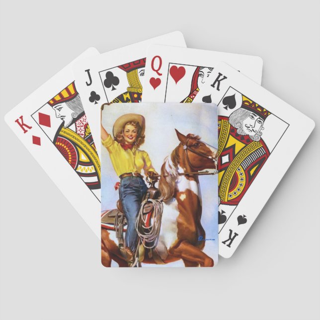 Cowgirl Rider Pin Up Magnet Casinokort (Baksidan)