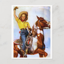 Cowgirl Rider Pin Up Vykort