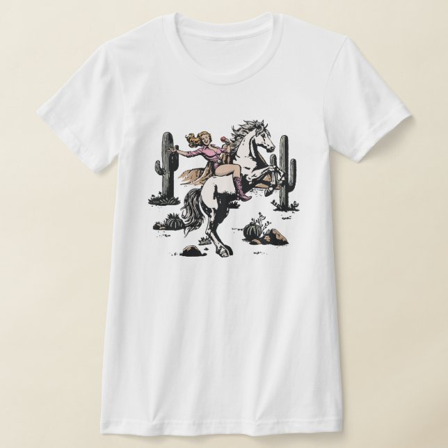 Cowgirl ridhäst t shirt (Laydown)