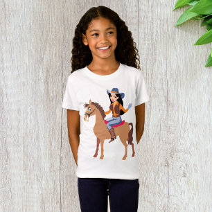 Cowgirl Riding A Horse Girls T-Shirt