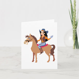Cowgirl Riding A Horse Note Cards Kort