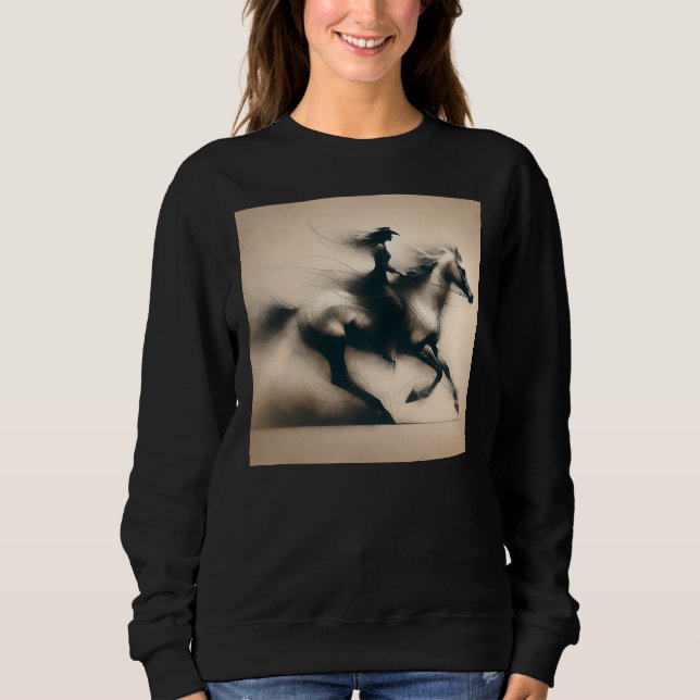 Cowgirl Riding a Horse, Western Cowgirl T Shirt (Framsida)