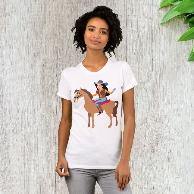 Cowgirl Riding A Horse Womens T-Shirt (Skapare uppladdad)