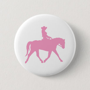 Cowgirl Riding Her Horse (rosa) Knapp
