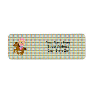 Cowgirl Riding Horse (rosa) Returadress Etikett