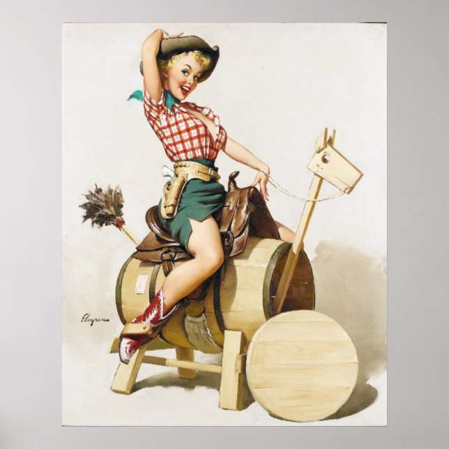 Cowgirl Riding Pin Up Poster (Framsidan)