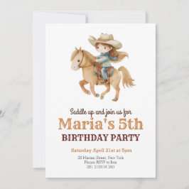 Cowgirl Riding Rodeo Western Girl Birthday Inbjudningar