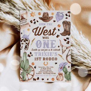 Cowgirl Rodeo 1:a Birthday Hur Västern var en Inbjudningar