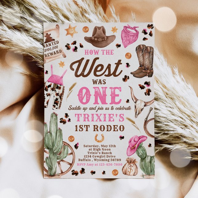 Cowgirl Rodeo 1:a Birthday Hur Västern var en Inbjudningar (Skapare uppladdad)