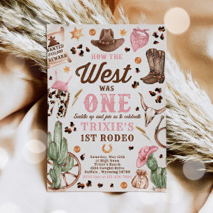 Cowgirl Rodeo 1-årsfest Hur Västern Föddes Inbjudningar