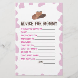 Cowgirl Rodeo Advice Baby Shower Game Activity Brevpapper