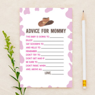 Cowgirl Rodeo Advice Baby Shower Game Activity Brevpapper