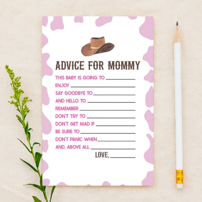 Cowgirl Rodeo Advice Baby Shower Game Activity Brevpapper (Skapare uppladdad)