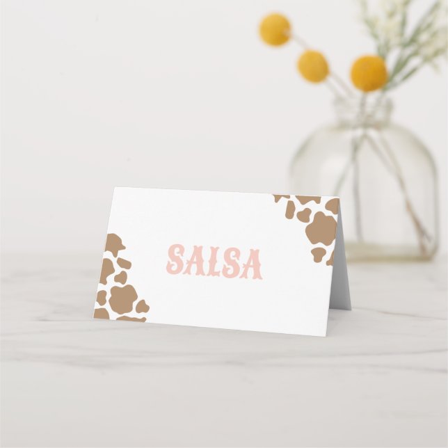 Cowgirl Rodeo Birthday Food Labels Placeringskort (Framsida)