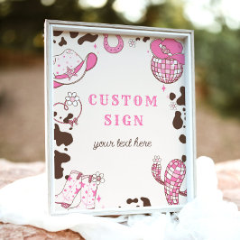 Cowgirl Rodeo-födelsedagsskylt för rosa brun Anpas Poster
