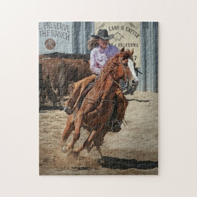 Cowgirl Rodeo Horse Horseback Ride Western Sports Pussel (Vertikal)