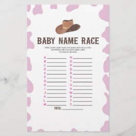 Cowgirl Rodeo Namn Tävling Baby Shower Game Activi Brevpapper