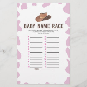 Cowgirl Rodeo Namn Tävling Baby Shower Game Activi Brevpapper