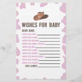 Cowgirl Rodeo Önskemål for Baby Shower Activity Brevpapper
