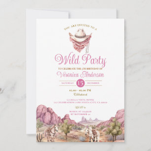 Cowgirl Rodeo Vild Party Westerna Ranch Birthday Inbjudningar