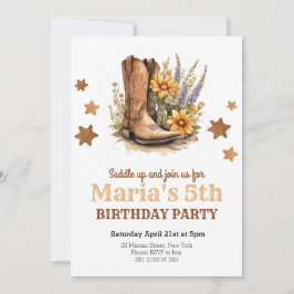 Cowgirl Rodeo Western Birthday Inbjudningar