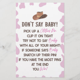 Cowgirl Rodeo Western Säg inte babykläder Brevpapper