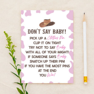 Cowgirl Rodeo Western Säg inte babykläder Brevpapper
