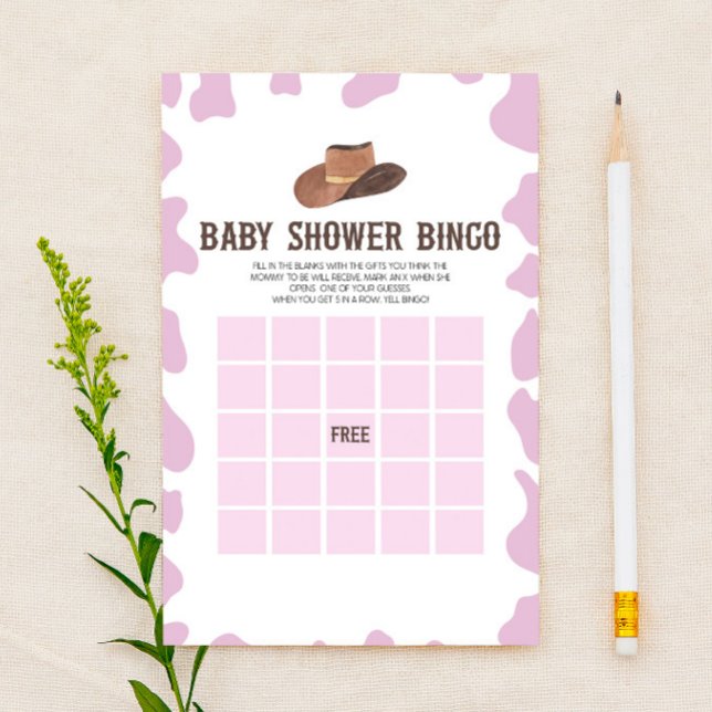 Cowgirl Rodeo Westerna Bingo Baby Shower-spel Brevpapper (Skapare uppladdad)