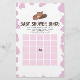 Cowgirl Rodeo Westerna Bingo Baby Shower-spel Brevpapper