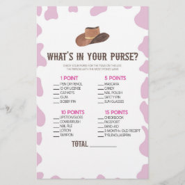 Cowgirl Rodeo What's in Purse Baby Shower Game Brevpapper