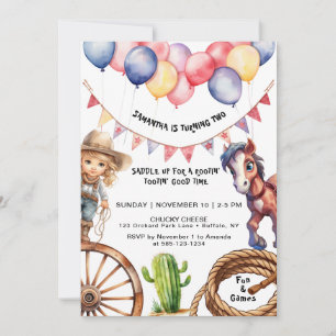 Cowgirl Rootin'Tootin's Time Birthday Investigatio Inbjudningar