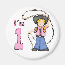 Cowgirl Roper 1:a födelsedagen Magnet