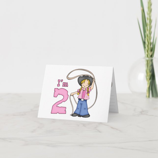 Cowgirl Roper 2:a födelsedag Inbjudan till fyllnin (Framsida)
