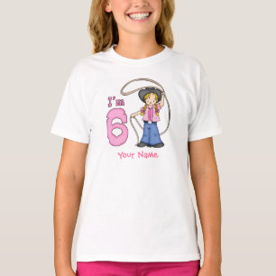 Cowgirl Roper 6e Birthday Personlig T-shirt