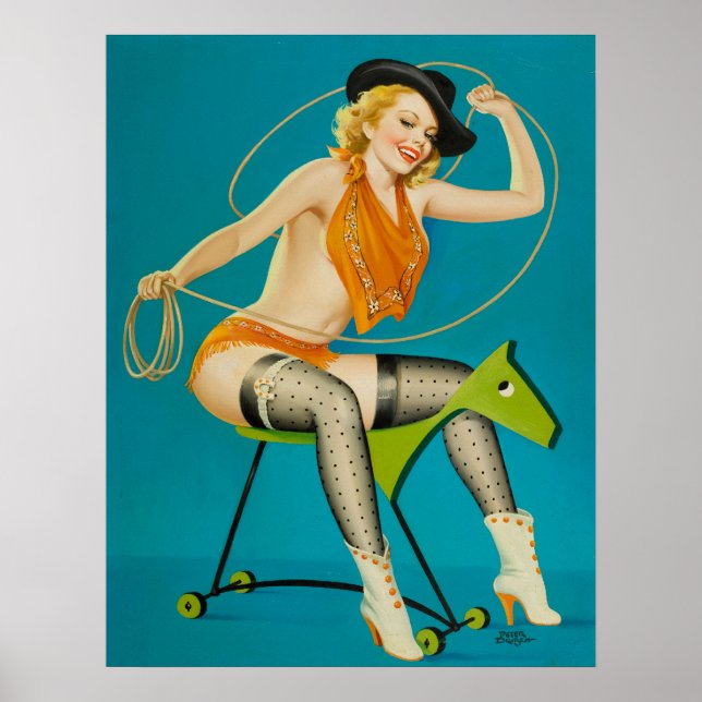 Cowgirl Roping the Horse Pin Up Poster (Framsidan)