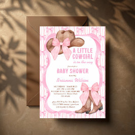 Cowgirl rosa bow ribbon Flickor babydusch Inbjudningar
